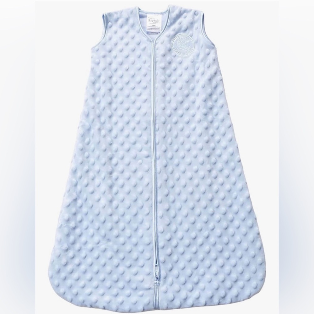 HALO Sleepsack Plush Dot Velboa Wearable Blanket, TOG 1.5 Blue Large 12-18M